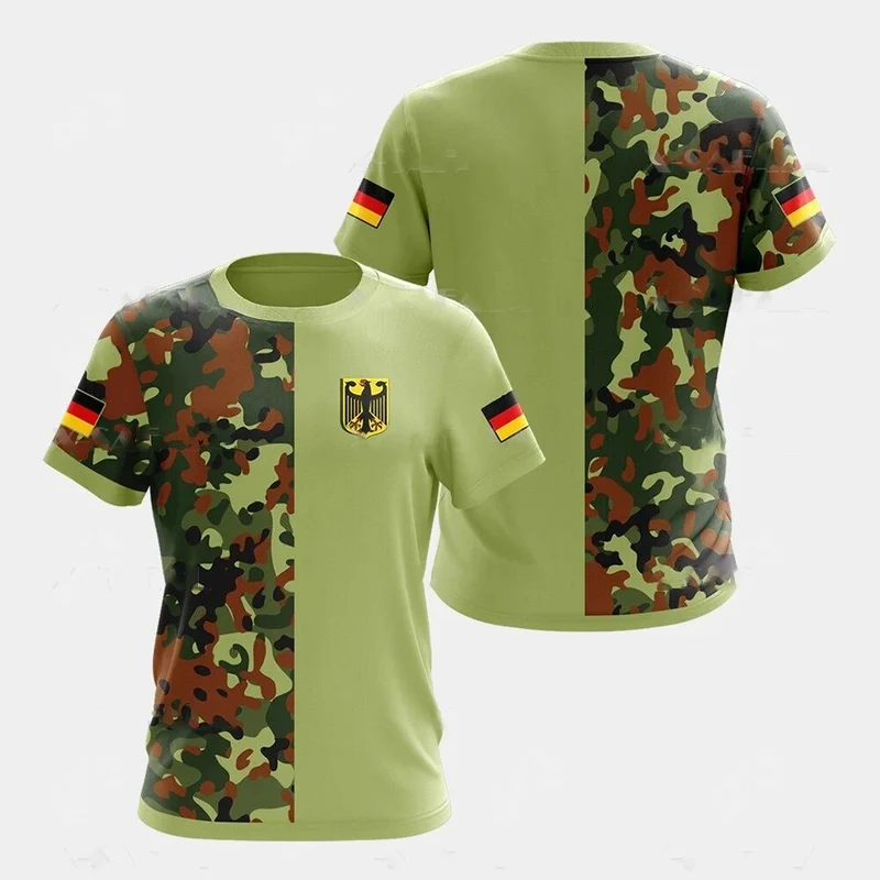 Herren Fashion Deutschland Vintage 3D T-Shirt Rundhals Unisex Sommer Streetwear