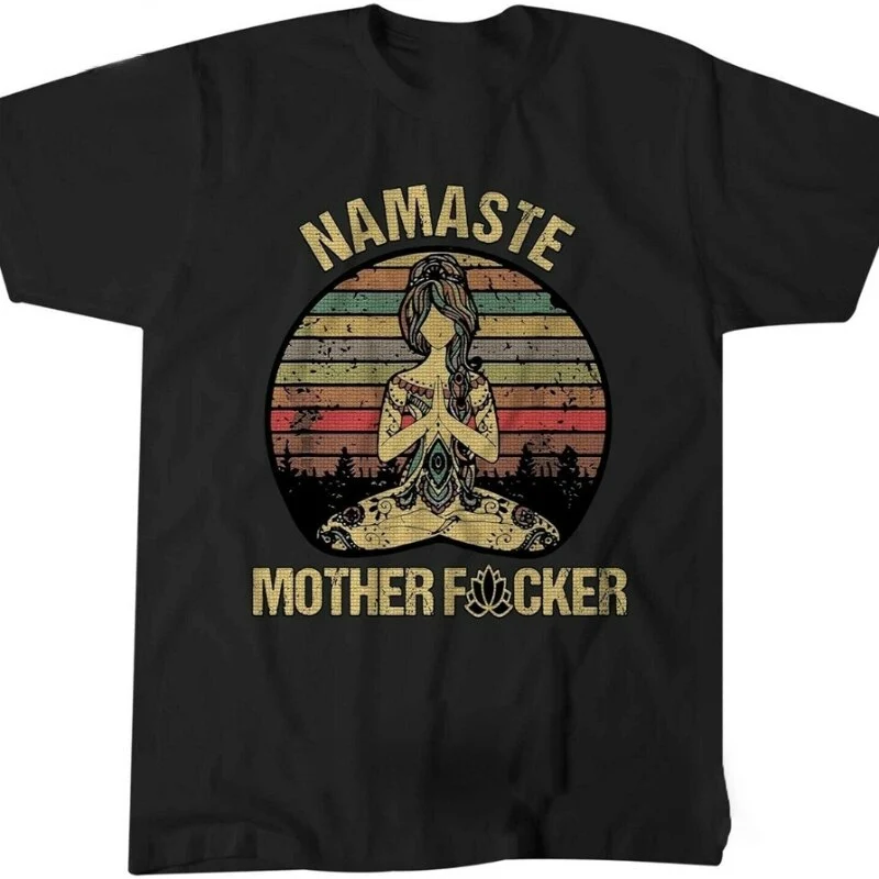 Damen Sommer Top Namaste T-Shirt Rundhals Streetwear lockeres Damentop