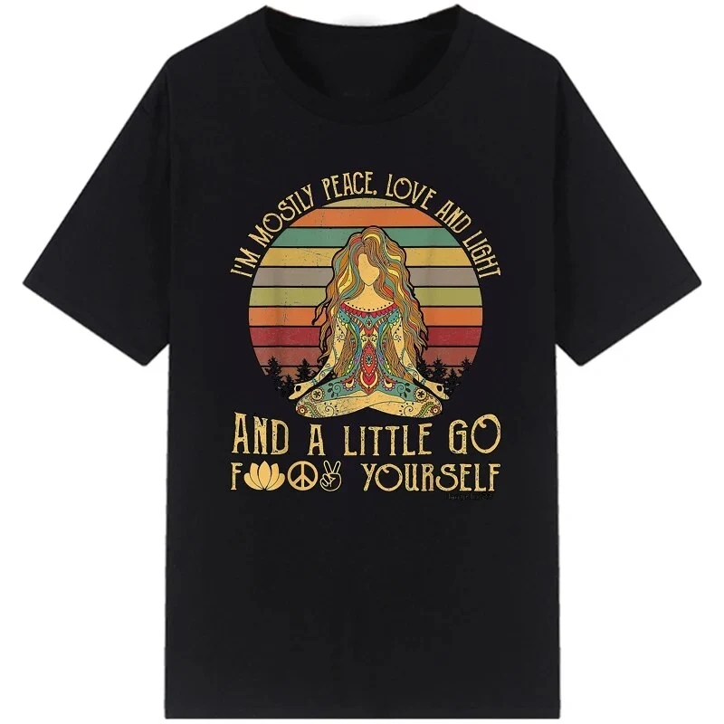 Damen Sommer Top Namaste T-Shirt Rundhals Streetwear lockeres Damentop