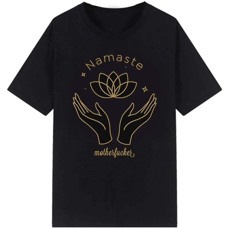 Damen Sommer Top Namaste T-Shirt Rundhals Streetwear lockeres Damentop