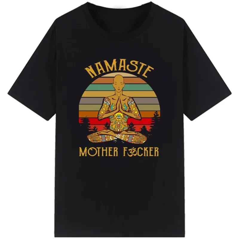 Damen Sommer Top Namaste T-Shirt Rundhals Streetwear lockeres Damentop