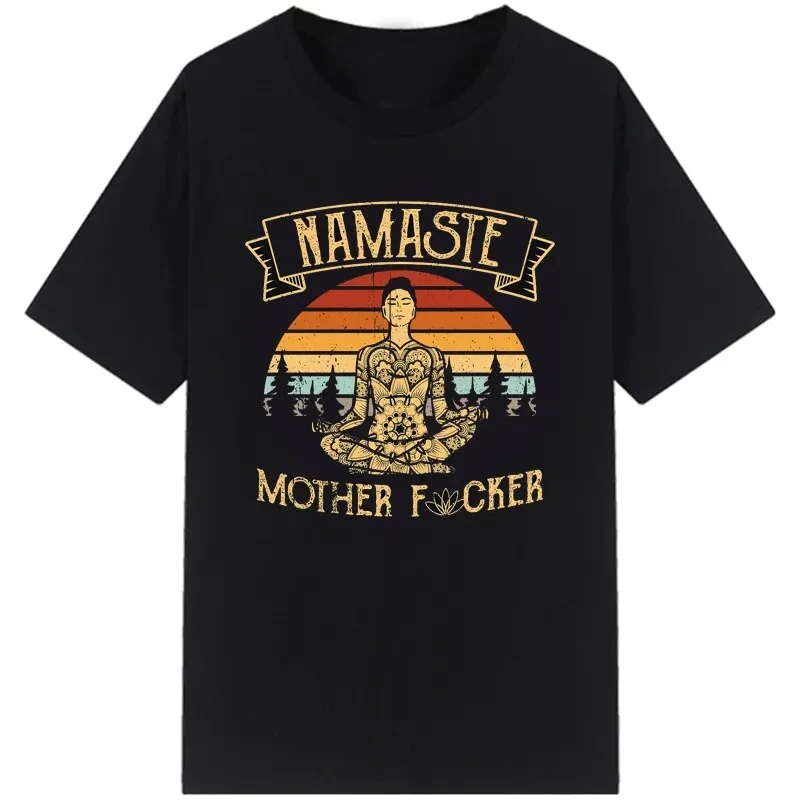 Damen Sommer Top Namaste T-Shirt Rundhals Streetwear lockeres Damentop