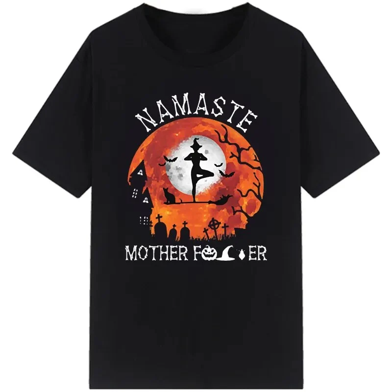 Damen Sommer Top Namaste T-Shirt Rundhals Streetwear lockeres Damentop