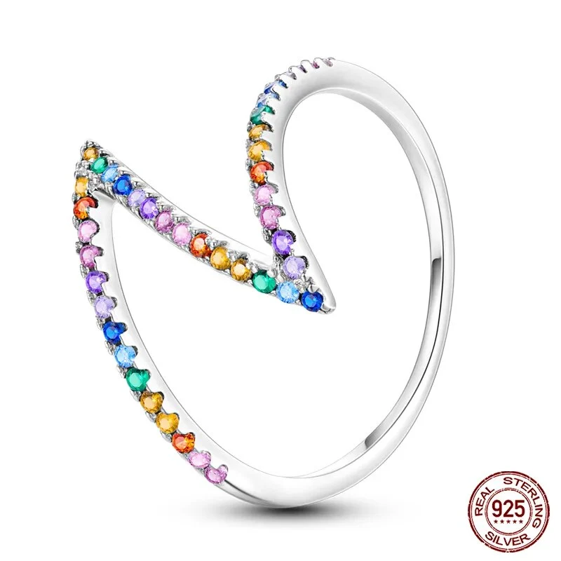 Massiv Sterling Silber 925 Ring filigran Fashion Damenring mit AAA Zirkonia