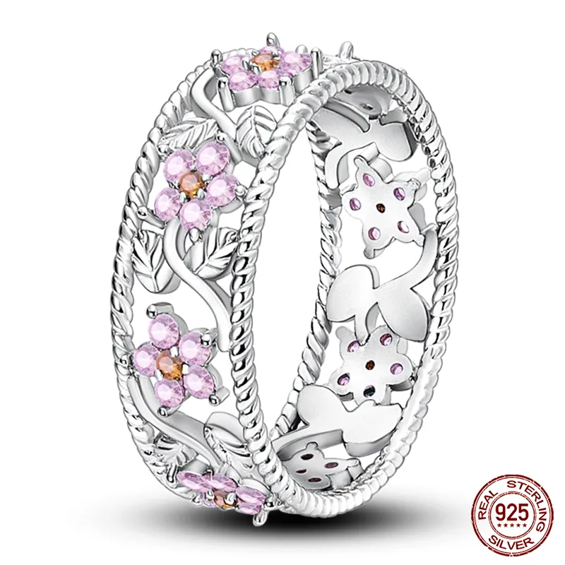 Massiv Sterling Silber 925 Ring filigran Fashion Damenring mit AAA Zirkonia