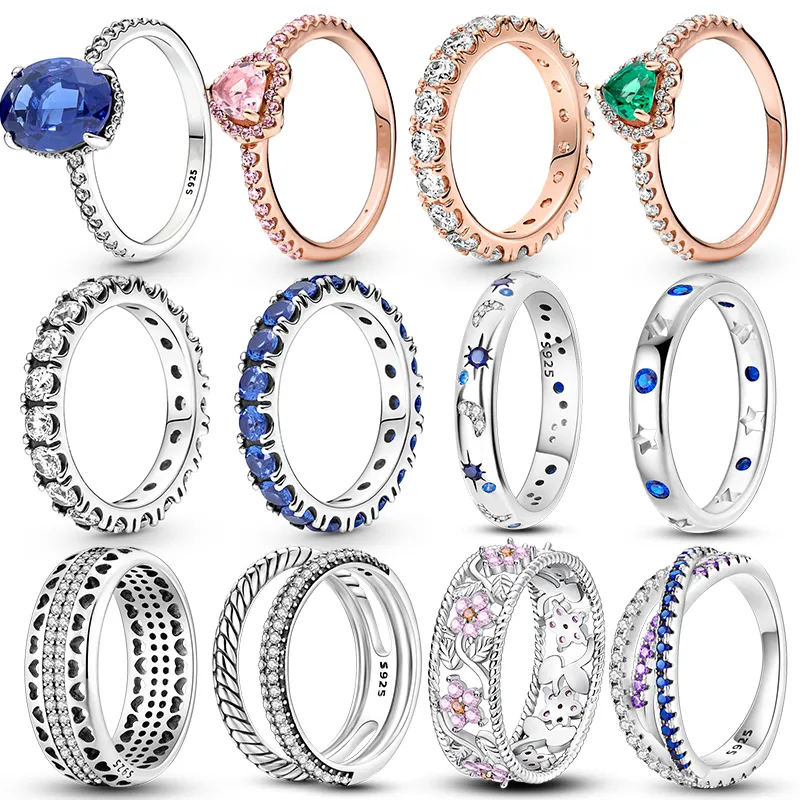 Massiv Sterling Silber 925 Ring filigran Fashion Damenring mit AAA Zirkonia