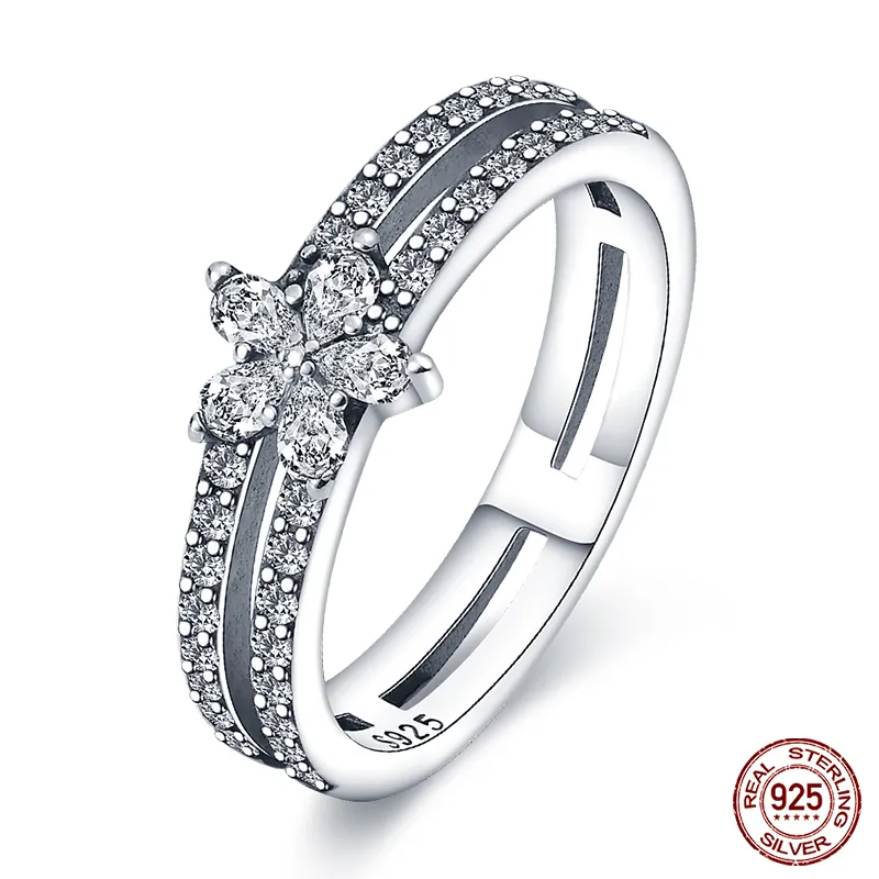 Massiv Sterling Silber 925 Ring filigran Fashion Damenring mit AAA Zirkonia