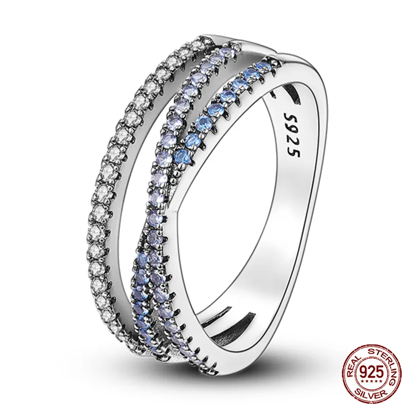 Massiv Sterling Silber 925 Ring filigran Fashion Damenring mit AAA Zirkonia