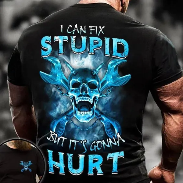 Herren Metal Skull 3D T-Shirt Rundhals Unisex Sommer Streetwear Men