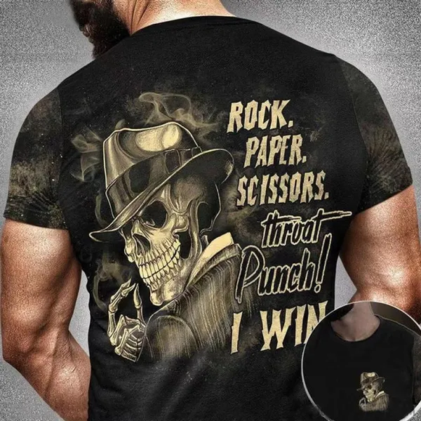 Herren Metal Skull 3D T-Shirt Rundhals Unisex Sommer Streetwear Men