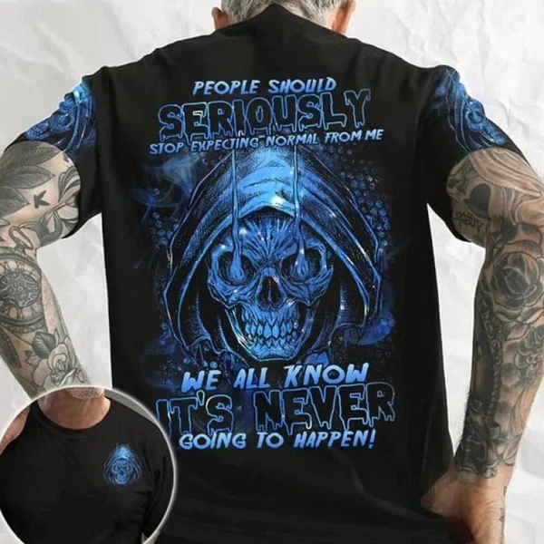 Herren Metal Skull 3D T-Shirt Rundhals Unisex Sommer Streetwear Men