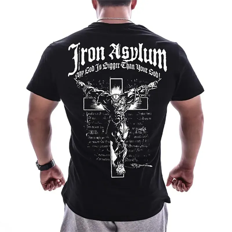 Herren Gym Fitness Viking Tattoo 3D T-Shirt Rundhals Unisex Streetwear