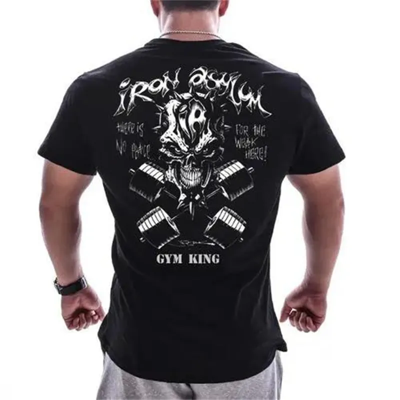 Herren Gym Fitness Viking Tattoo 3D T-Shirt Rundhals Unisex Streetwear