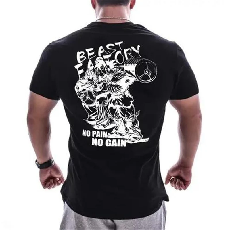 Herren Gym Fitness Viking Tattoo 3D T-Shirt Rundhals Unisex Streetwear