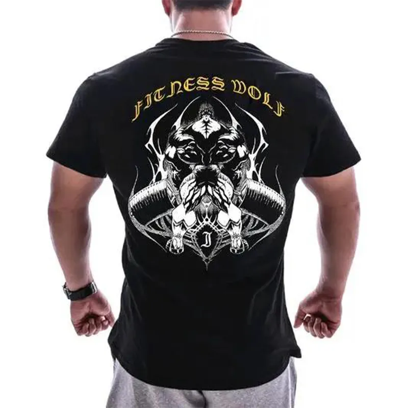 Herren Gym Fitness Viking Tattoo 3D T-Shirt Rundhals Unisex Streetwear