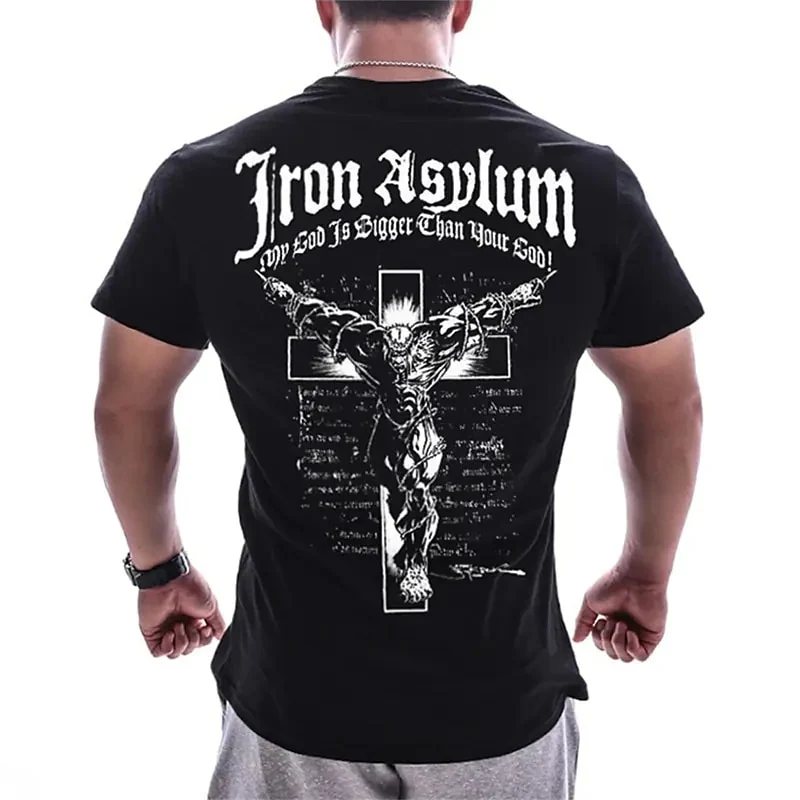 Herren Gym Fitness Viking Tattoo 3D T-Shirt Rundhals Unisex Streetwear