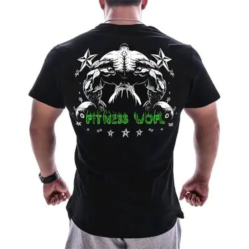 Herren Gym Fitness Viking Tattoo 3D T-Shirt Rundhals Unisex Streetwear