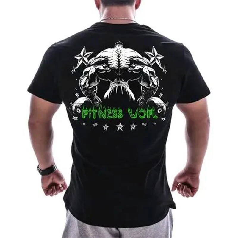 Herren Gym Fitness Viking Tattoo 3D T-Shirt Rundhals Unisex Streetwear