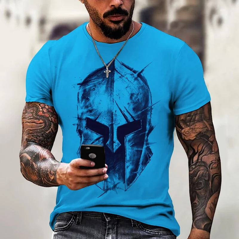 GYM Shirt Sport T-Shirt Herren Fitness Sportswear Streetwear Sparta Helm Top