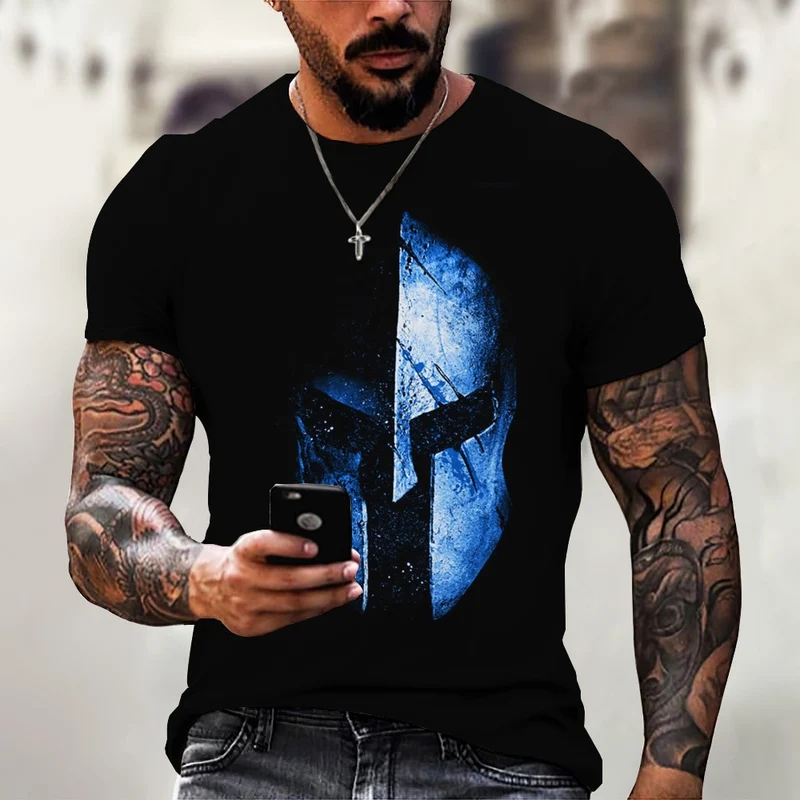 GYM Shirt Sport T-Shirt Herren Fitness Sportswear Streetwear Sparta Helm Top