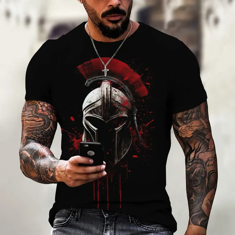 GYM Shirt Sport T-Shirt Herren Fitness Sportswear Streetwear Sparta Helm Top