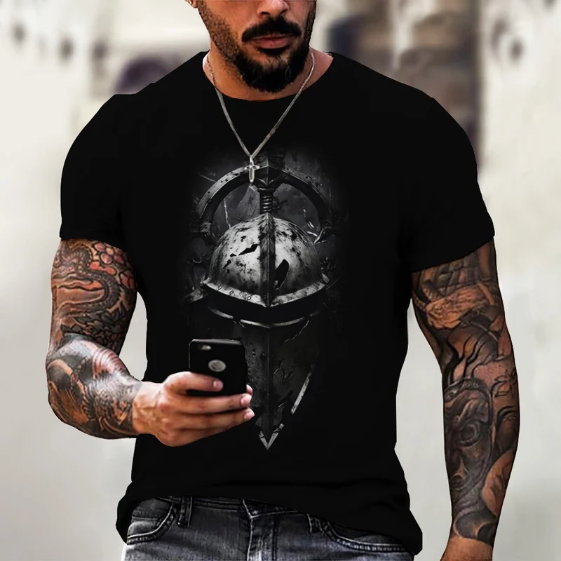 GYM Shirt Sport T-Shirt Herren Fitness Sportswear Streetwear Sparta Helm Top