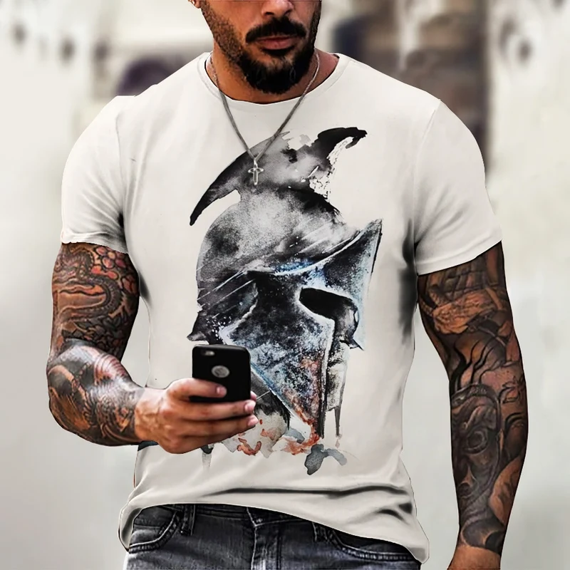 GYM Shirt Sport T-Shirt Herren Fitness Sportswear Streetwear Sparta Helm Top