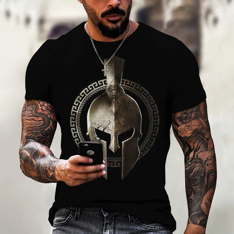 GYM Shirt Sport T-Shirt Herren Fitness Sportswear Streetwear Sparta Helm Top