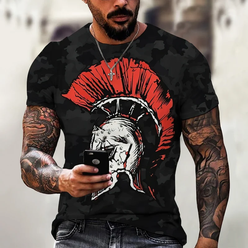 GYM Shirt Sport T-Shirt Herren Fitness Sportswear Streetwear Sparta Helm Top