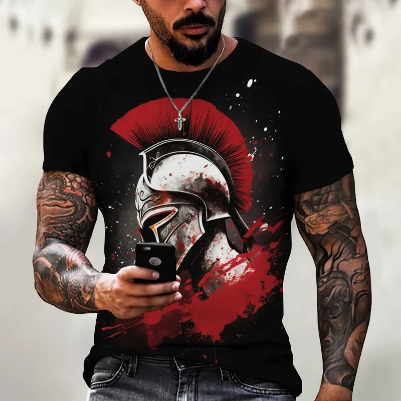 GYM Shirt Sport T-Shirt Herren Fitness Sportswear Streetwear Sparta Helm Top