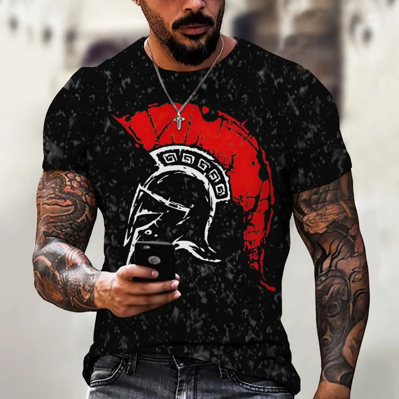 GYM Shirt Sport T-Shirt Herren Fitness Sportswear Streetwear Sparta Helm Top
