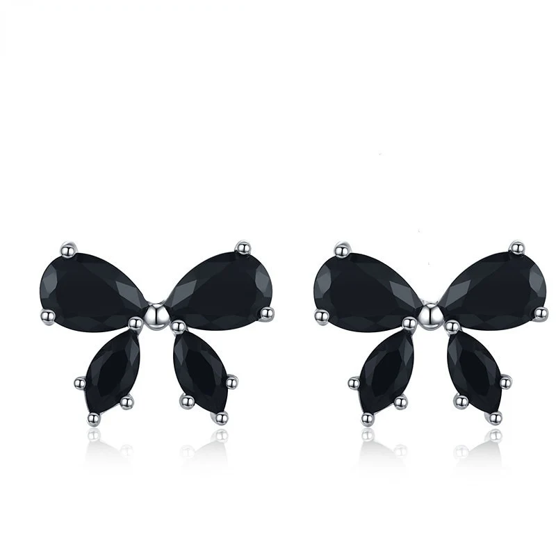 1 Paar Creolen aus 925 sterling Silber Schwarz Ohrringe Zirkonia Ohrstecker