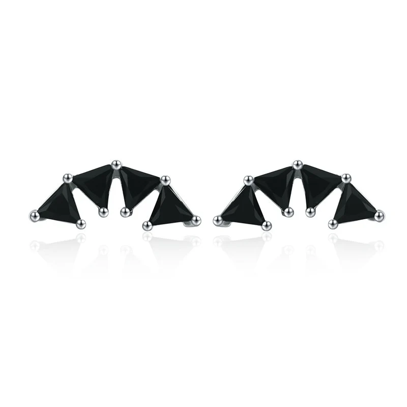 1 Paar Creolen aus 925 sterling Silber Schwarz Ohrringe Zirkonia Ohrstecker