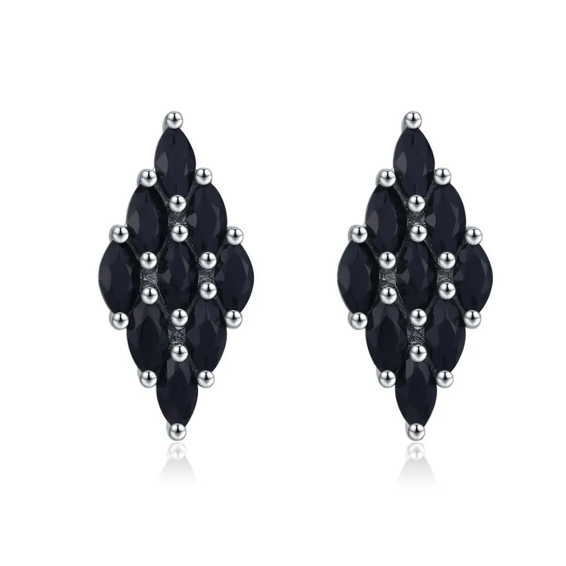1 Paar Creolen aus 925 sterling Silber Schwarz Ohrringe Zirkonia Ohrstecker