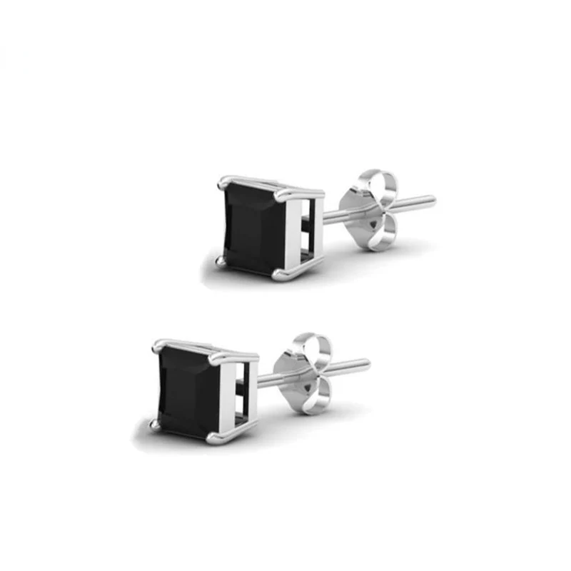 1 Paar Creolen aus 925 sterling Silber Schwarz Ohrringe Zirkonia Ohrstecker