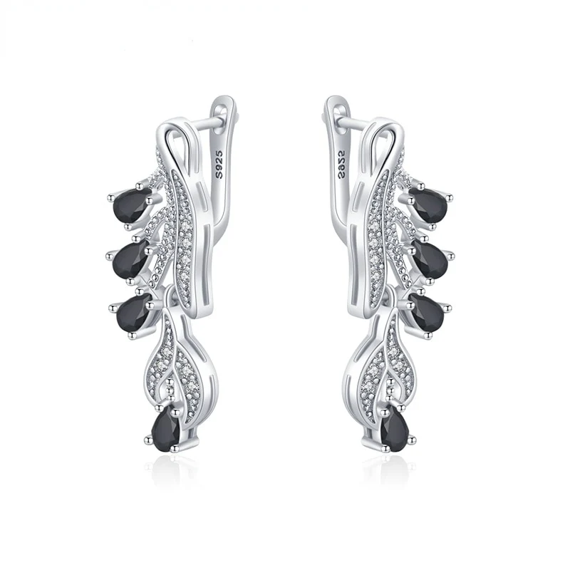 1 Paar Creolen aus 925 sterling Silber Schwarz Ohrringe Zirkonia Ohrstecker