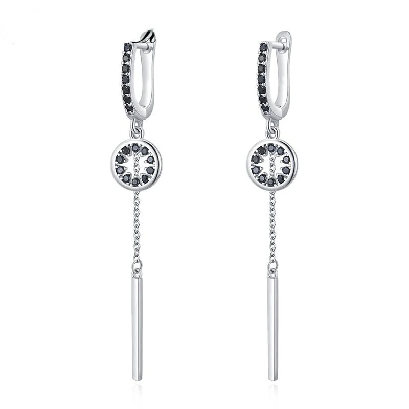 1 Paar Creolen aus 925 sterling Silber Schwarz Ohrringe Zirkonia Ohrstecker