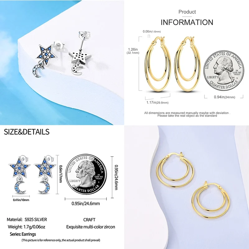1 Paar Creolen aus 925 sterling Silber Schwarz Ohrringe Zirkonia Ohrstecker