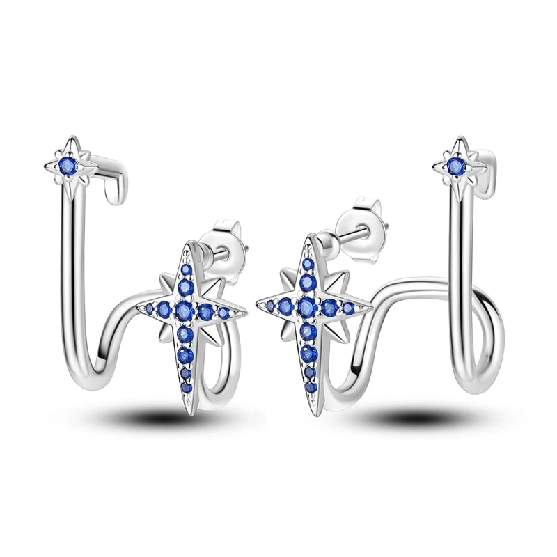 1 Paar Creolen aus 925 sterling Silber Schwarz Ohrringe Zirkonia Ohrstecker