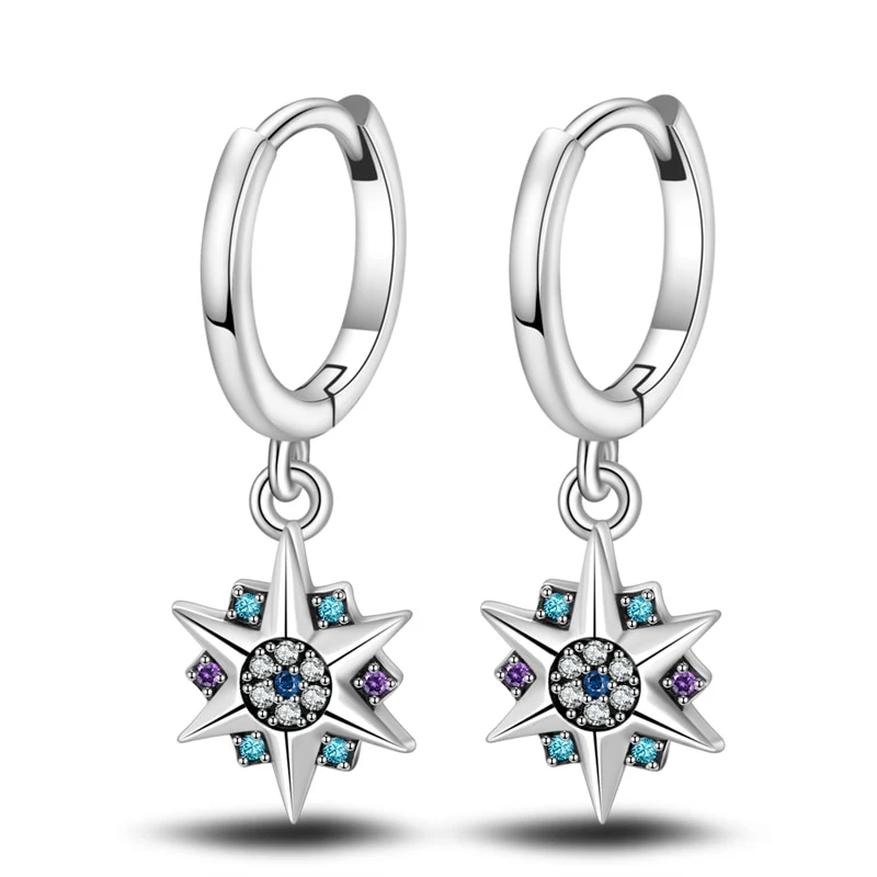 1 Paar Creolen aus 925 sterling Silber Schwarz Ohrringe Zirkonia Ohrstecker