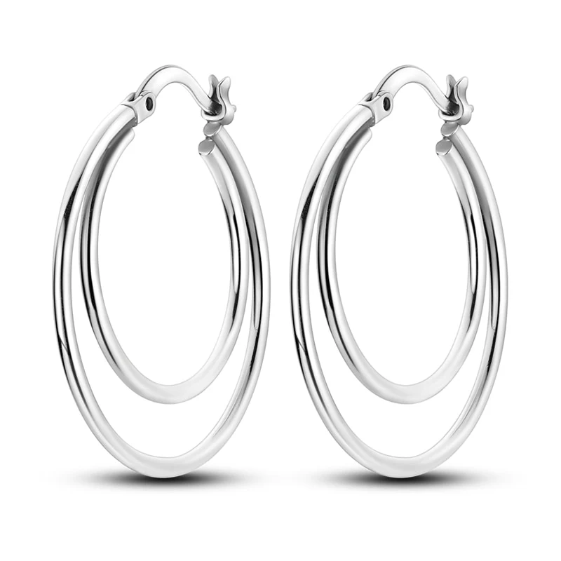 1 Paar Creolen aus 925 sterling Silber Schwarz Ohrringe Zirkonia Ohrstecker