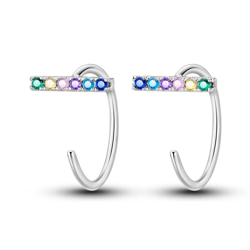 1 Paar Creolen aus 925 sterling Silber Schwarz Ohrringe Zirkonia Ohrstecker