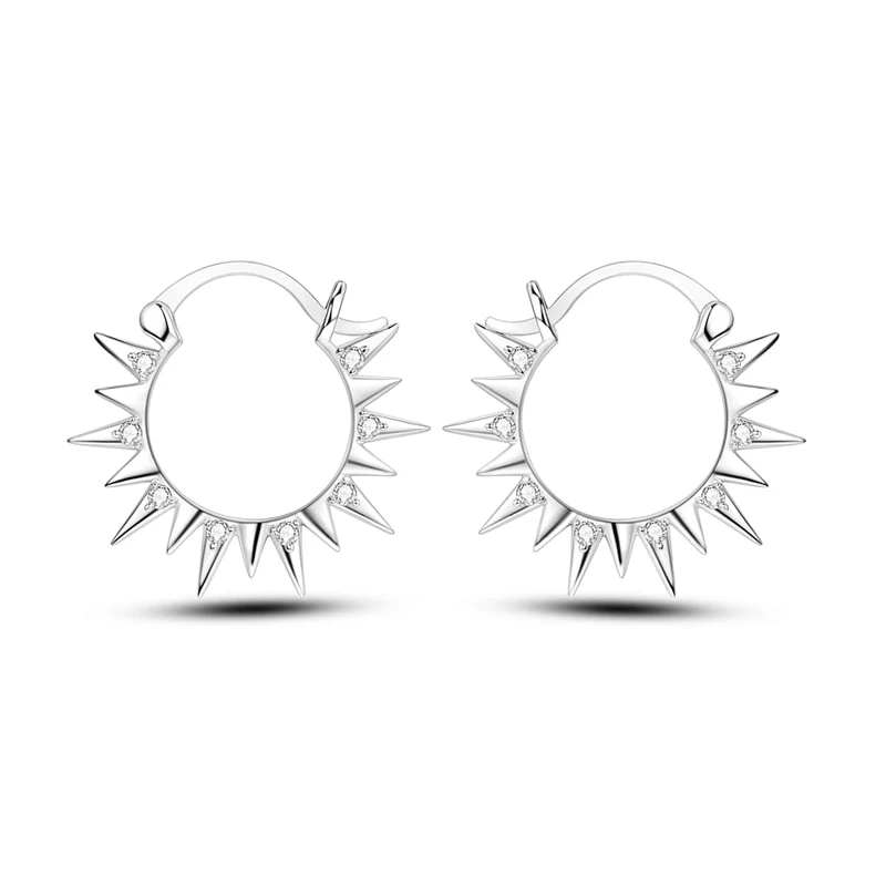 1 Paar Creolen aus 925 sterling Silber Schwarz Ohrringe Zirkonia Ohrstecker