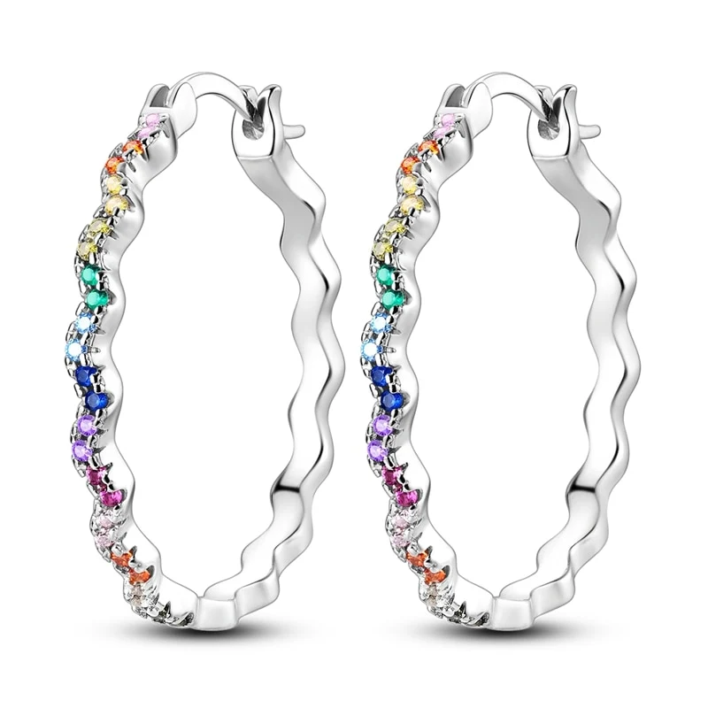 1 Paar Creolen aus 925 sterling Silber Schwarz Ohrringe Zirkonia Ohrstecker