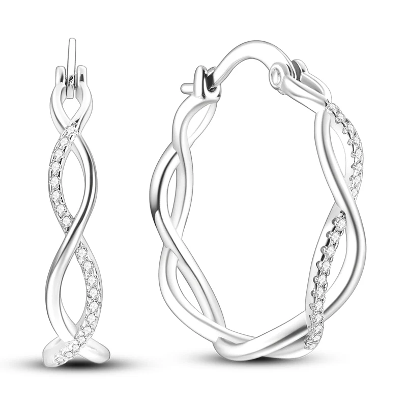 1 Paar Creolen aus 925 sterling Silber Schwarz Ohrringe Zirkonia Ohrstecker