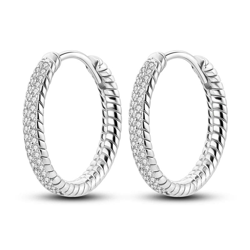 1 Paar Creolen aus 925 sterling Silber Schwarz Ohrringe Zirkonia Ohrstecker