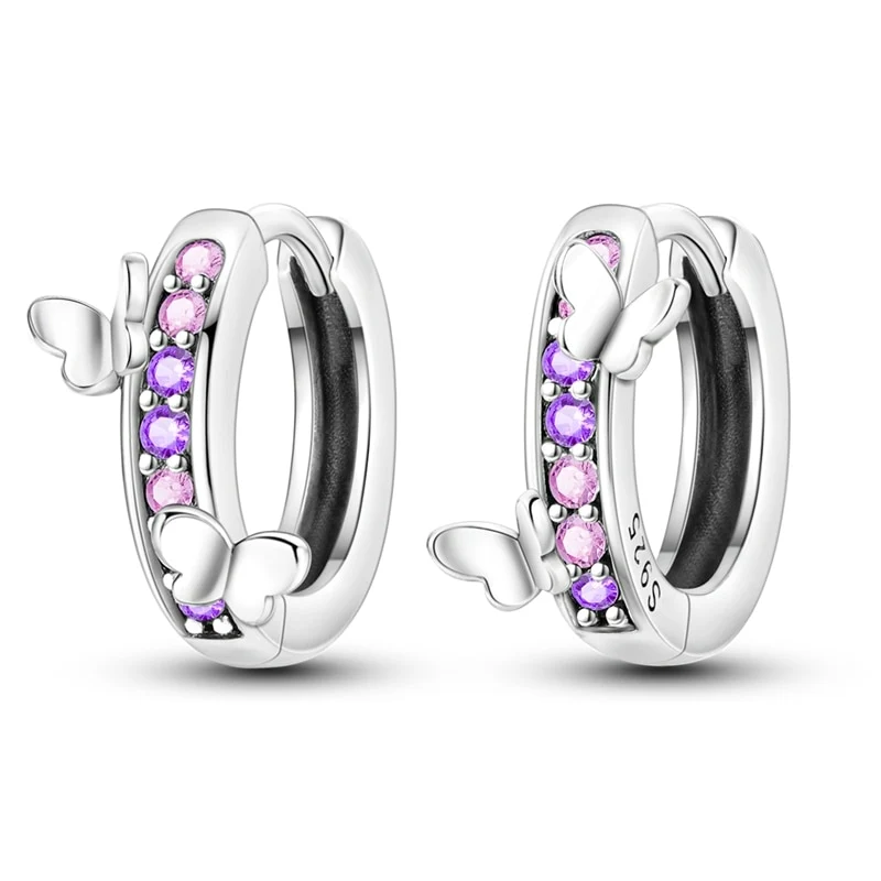 1 Paar Creolen aus 925 sterling Silber Schwarz Ohrringe Zirkonia Ohrstecker