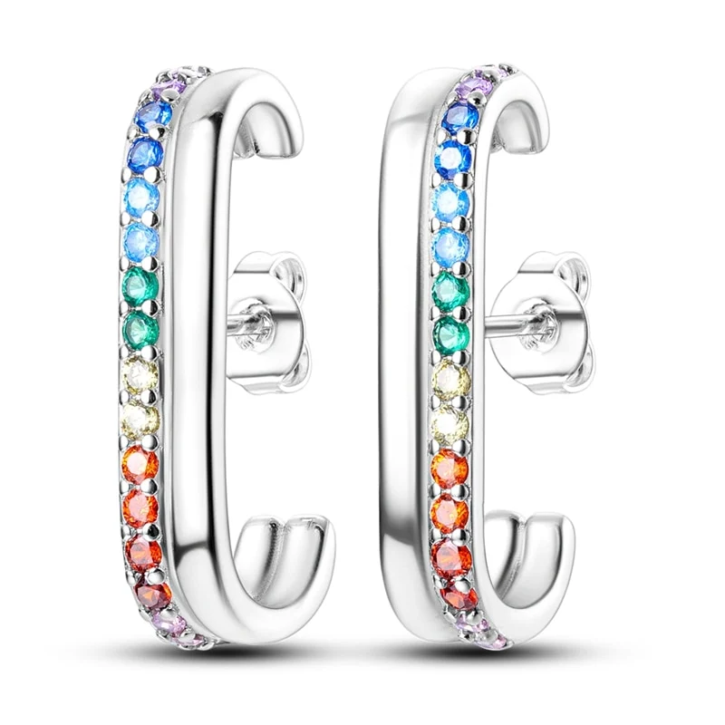 1 Paar Creolen aus 925 sterling Silber Schwarz Ohrringe Zirkonia Ohrstecker