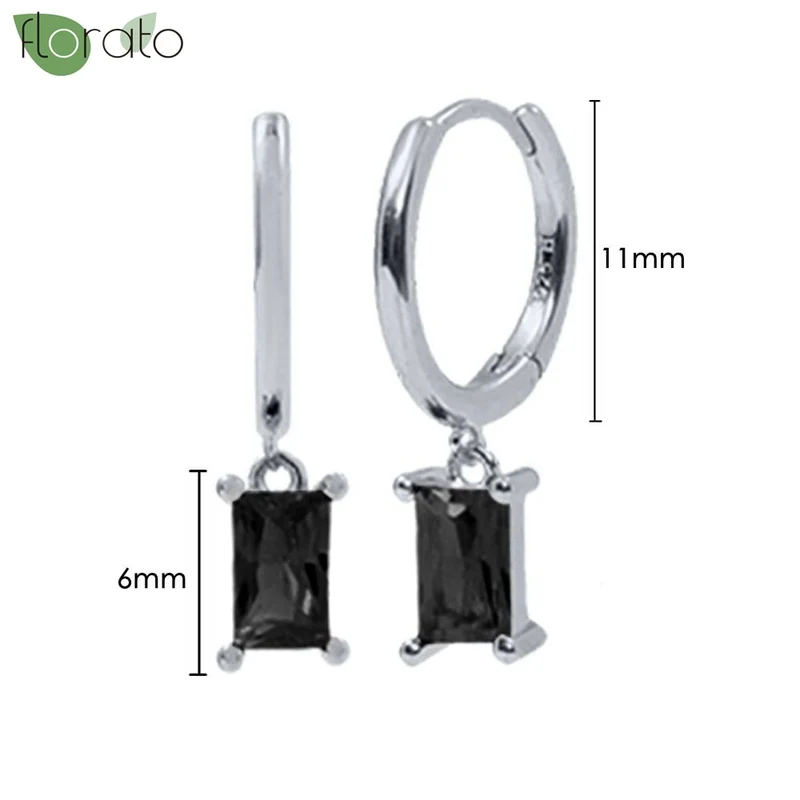 1 Paar Creolen aus 925 sterling Silber Schwarz Ohrringe Zirkonia Ohrstecker