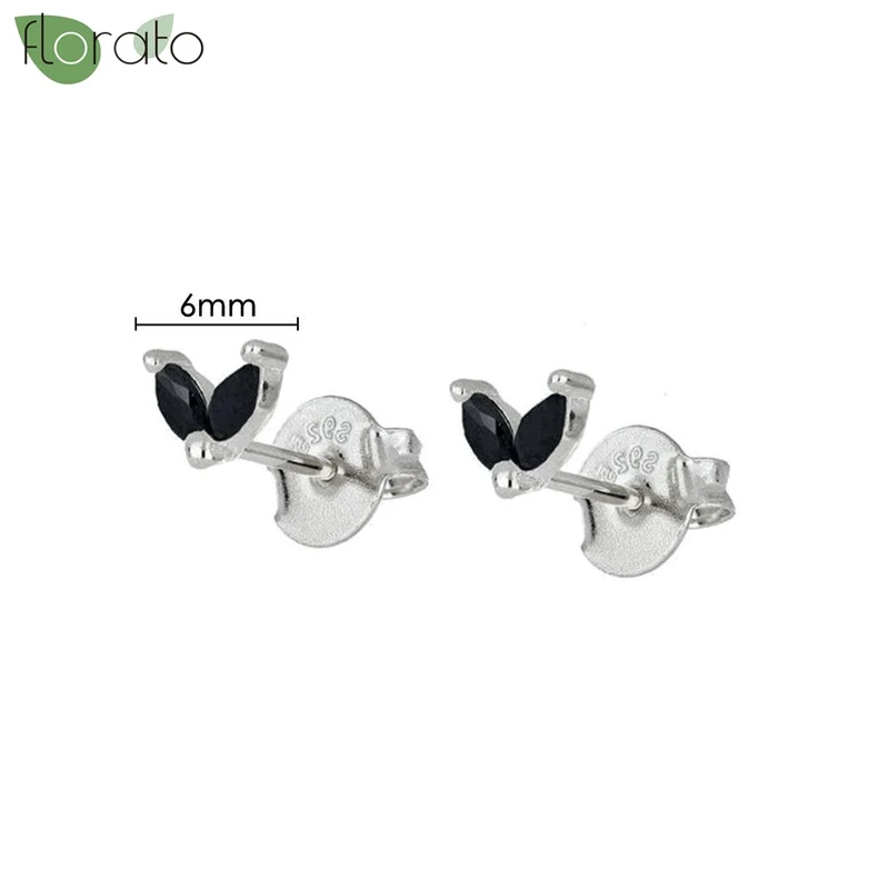 1 Paar Creolen aus 925 sterling Silber Schwarz Ohrringe Zirkonia Ohrstecker